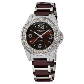 Akribos XXIV Womens Quartz Crystal Ceramic Bracelet Watch MSRP $345