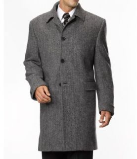 Joseph Harris Tweed 3/4 Length Topcoat (BLK/WHT, 52 REGULAR) Clothing