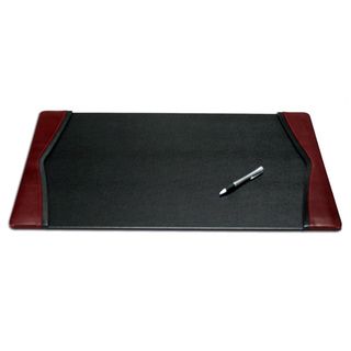 Dacasso Black and Burgundy Leather Desk Pad with Felt Bottom