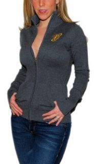 Guess Womens Rhinestone Sweater Zip Jacket Sweatshirt Gray