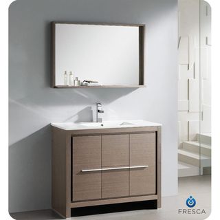 Fresca Allier 40 inch Grey Oak Modern Bathroom Vanity with Mirror