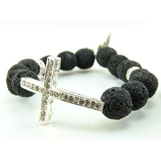 Pretty Little Style Lava Stone Cross Bracelet