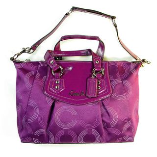 Coach Womens Ashley Purple Dotted Pop Art Satchel Bag
