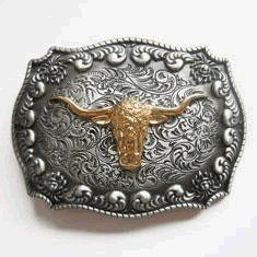 Golden Long Horn Bull Western Belt Buckle Clothing