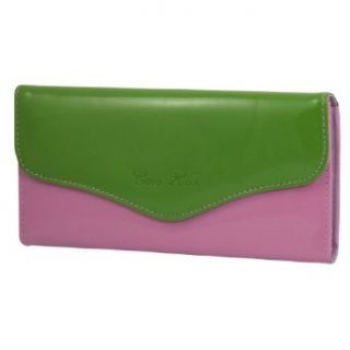 Allegra K Ladies Pink Green Faux Leather Horizontal Press