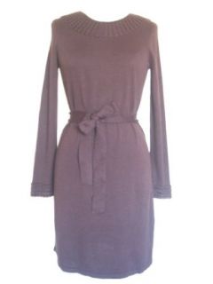 SPENSE Boat Neck Long Sleeve Knit Dress BROWN Small