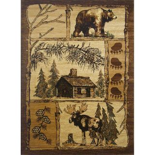 Lodge Brown Patterned Area Rug (8 x 11)