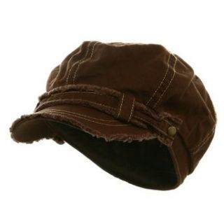 Frayed Washed Newsboy Cap   Brown W15S56C Clothing