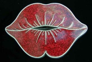 Glitter Lips Colored Belt Buckle Clothing