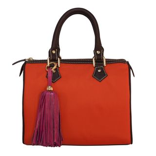 Claudia G. Womens Orange Antonia Canvas and Leather Petite Bag