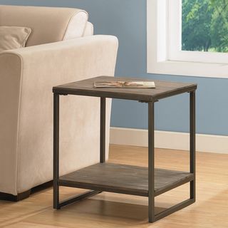 Elements Grey End Table with Shelf