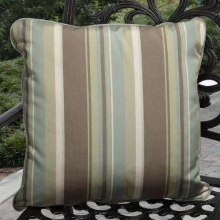 Clara Outdoor Sage/ Mocha Stripe Pillows Made With Sunbrella (Set of 2