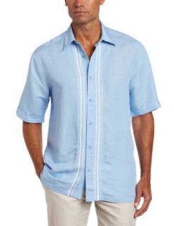 Cubavera Mens Short Sleeve Woven Shirt With Tucking and