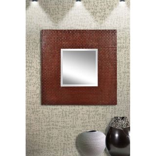 Faux Leather 35 inch Square Mirror