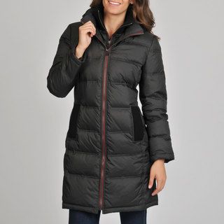 London Fog Womens Black Quilted Down Coat
