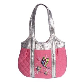Ed Hardy Girls Pink Butterfly Tote Handbag