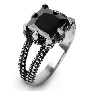 Stainless Steel Square Black Onyx Dragon Claw Ring