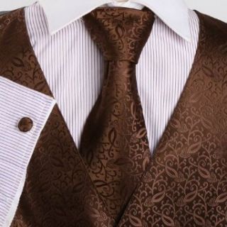 Mens Designer Brown Patterned Tuxedo Vest Set Match
