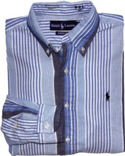 Polo Ralph Lauren Classic Fit Striped Oxford (Small, Blue