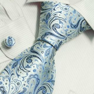 Blue Florals Cheap Ties for Men White Pattern Valentine