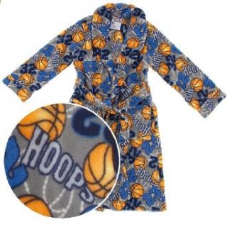 Gray Hoops Sports Plush Bath Robe for Toddlers and Boys S