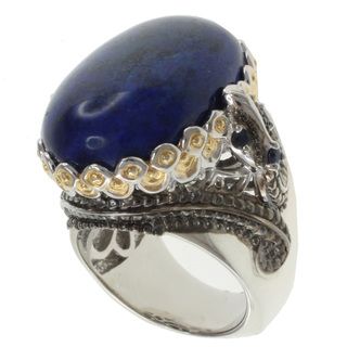 Michael Valitutti Sterling Silver Lapis Two Tone Ring
