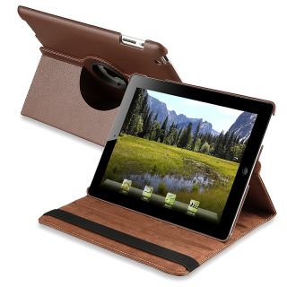 Brown 360 degree Leather Swivel Case for Apple iPad 2