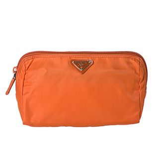 Prada Orange Nylon Triangle Cosmetic Bag