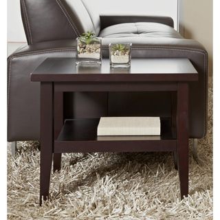 Espresso Solid Wood Side Table