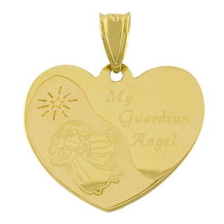 14k Yellow Gold My Guardian Angel Prayer Charm
