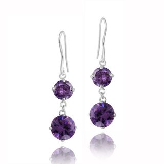 Icz Stonez Rhodium plated Purple Cubic Zirconia Earrings