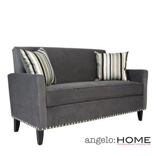 angeloHOME Sutton Antique Silver Gray Sofa with Black Stripe Pillow