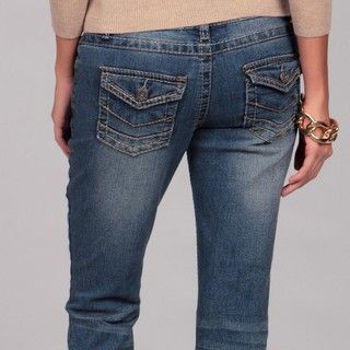 Deja Bleu Womens Flare Button flap Pocket Jeans