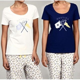 Nautica Womens Sleepwear Scoop Neck Logo Tee (Set of 2)