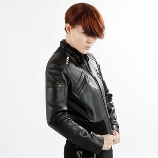 United Face Womens Stud Black Leather Biker Jacket