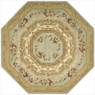 Nourison Hand knotted Versailles Palace Aqua Wool Octagon Rug (6 x