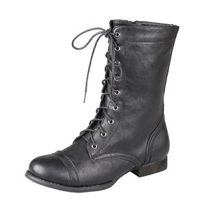Refresh by Beston Womens Libby 01 Lace up Combat Boots