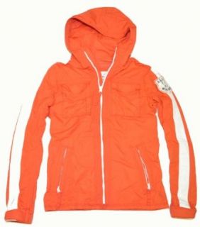 Abercrombie & Fitch Men Hooded Grey Peak Jacket (L, Orange