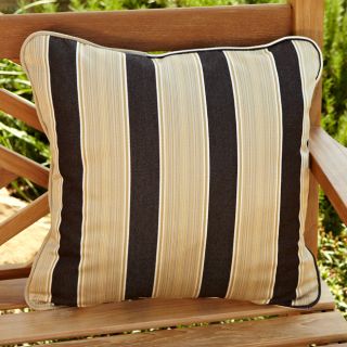 Clara Brown/ Gold Stripe 18 inch Square Outdoor Sunbrella Pillow (Set