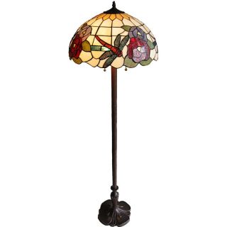 Tiffany style 18.5 inch Dragonfly with Red Rose Floor Lamp
