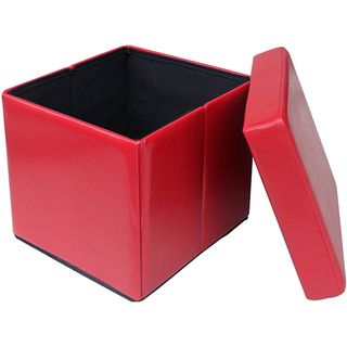 Red Folding Cube Storage Ottoman