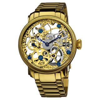 Akribos XXIV Mens Stainless Mechanical Skeleton Bracelet Watch
