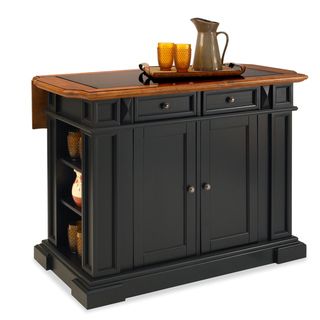 Home Styles Black and Distressed Oak Deluxe Traditions Kitchen Island