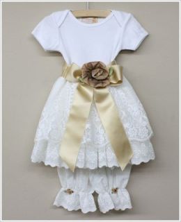 Cassies Creations White Lace Bodysuit Dress & Bloomer Set