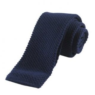 New Retro Boys Solid Navy Blue Knit Tie Necktie Clothing