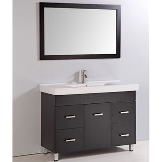 Ceramic Top 48 inch Single Sink Bathroom Vanity with Mirror and Faucet
