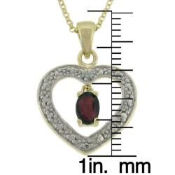 18k Gold over Sterling Silver Garnet and Diamond Accent Heart Necklace