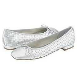 French Sole Star Silver Woven Calf Flats