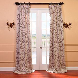 Calypso Silver and Plum Faux Silk Jacquard French Pleated Curtains