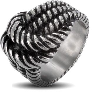 Stainless Steel Mens Rope Knot Ring
